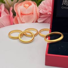 沙金饰品小众设计精品素圈珍珠镍戒指轻奢高级感情侣对戒指环批发