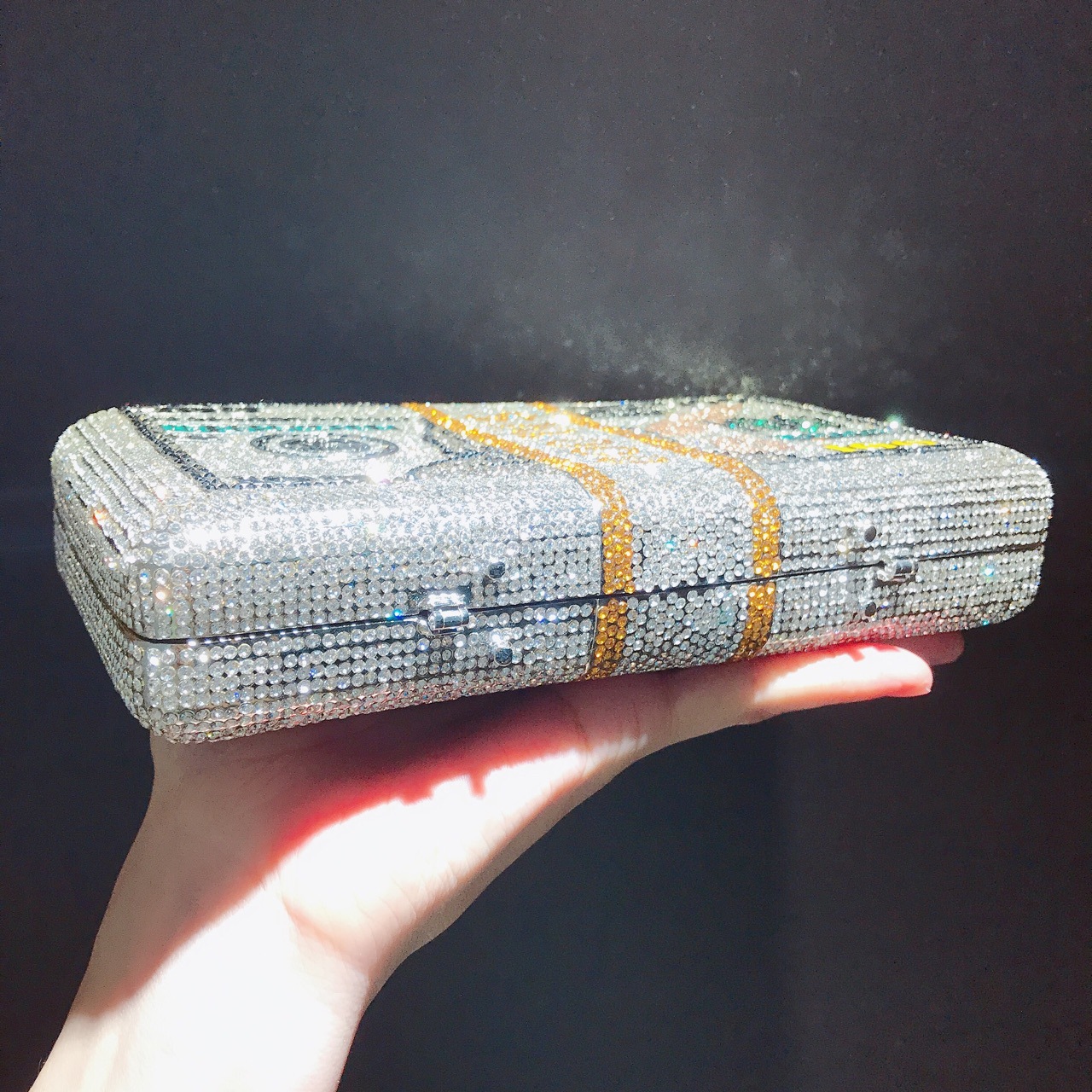 Túi clutch nữ đính đá hình đồng đô la Mỹ phong cách Âu Mỹ — Màu vàng chi tiết 2