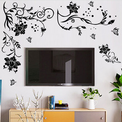New FX-C164 Black Literary Flower Vine Butterfly Bedroom TV Wall Entrance Wall Beautification Decorative Wall Sticker