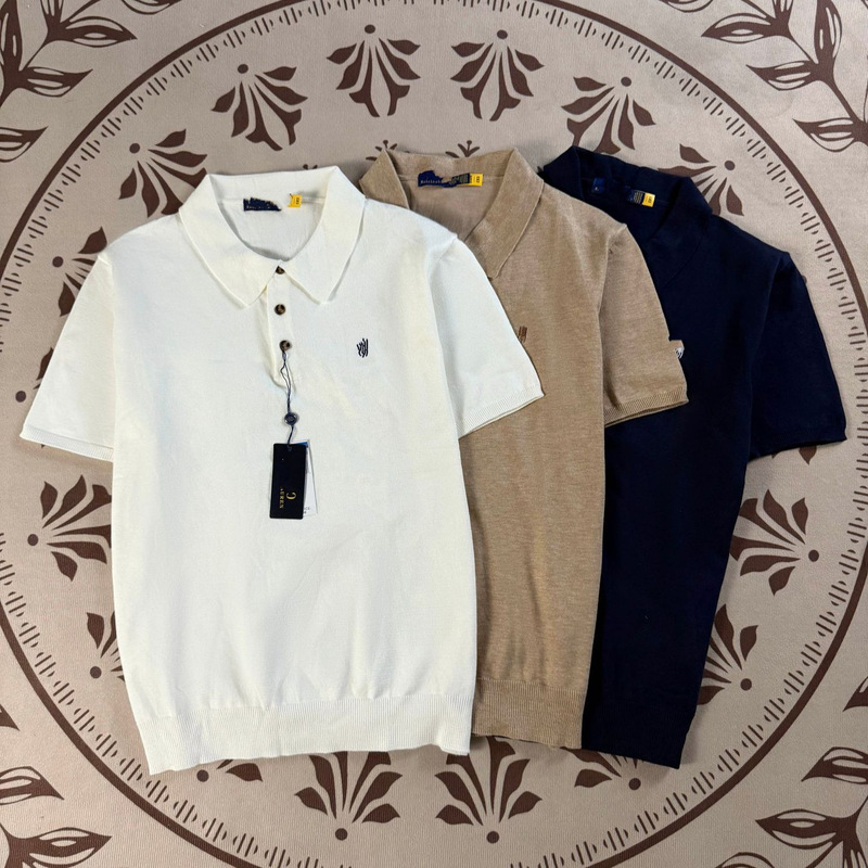 Cross-Border Plus-Size Rl Ralph Lauren Logo Embroidered Three-Button Polo Shirt Short-Sleeve Classic Men's Turn-Down Collar Casual Knit Shirt