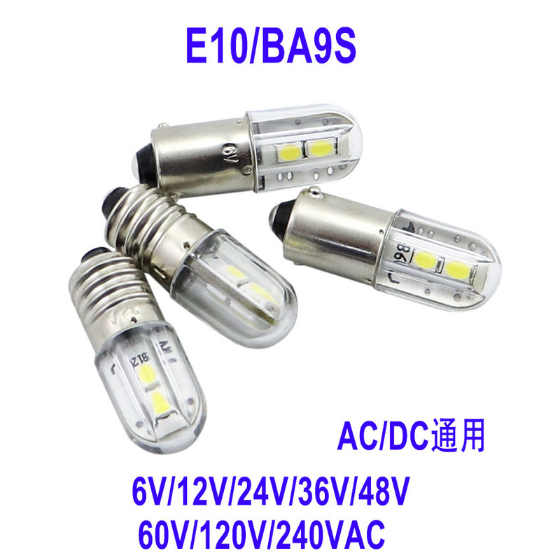 Source Manufacturer E10 Flashlight Led Bulb 6V 12V B9 Bayonet Indicator Signal Light 24V 48V 60V