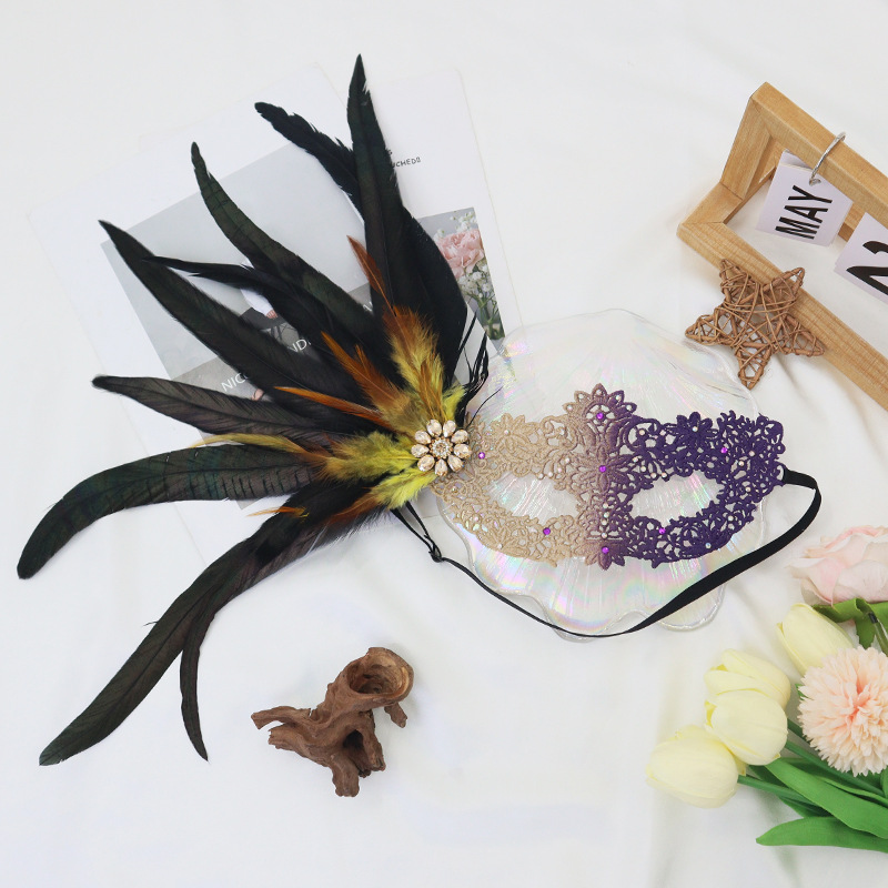 Halloween máscaras de plumas de encaje de diamantes de alta calidad fiesta de baile disfraz espectáculo prop