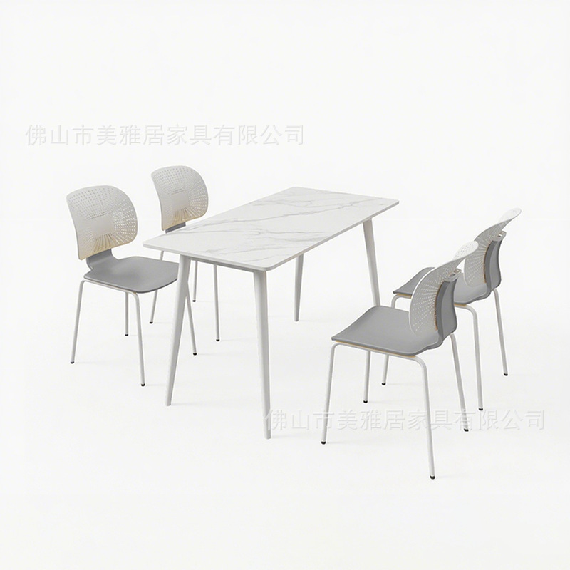 Mesa y silla de comedor de estudiantes de escuela Compañía comercial Comedor de personal de fábrica Comedor de postre Tienda de té de leche combinación de mesa y silla de comedor de tabla de roca