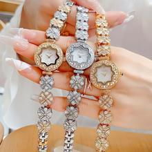 SCOTTIE女士高颜值手链手表花朵满钻女表跨境爆款石英表方胜钟表