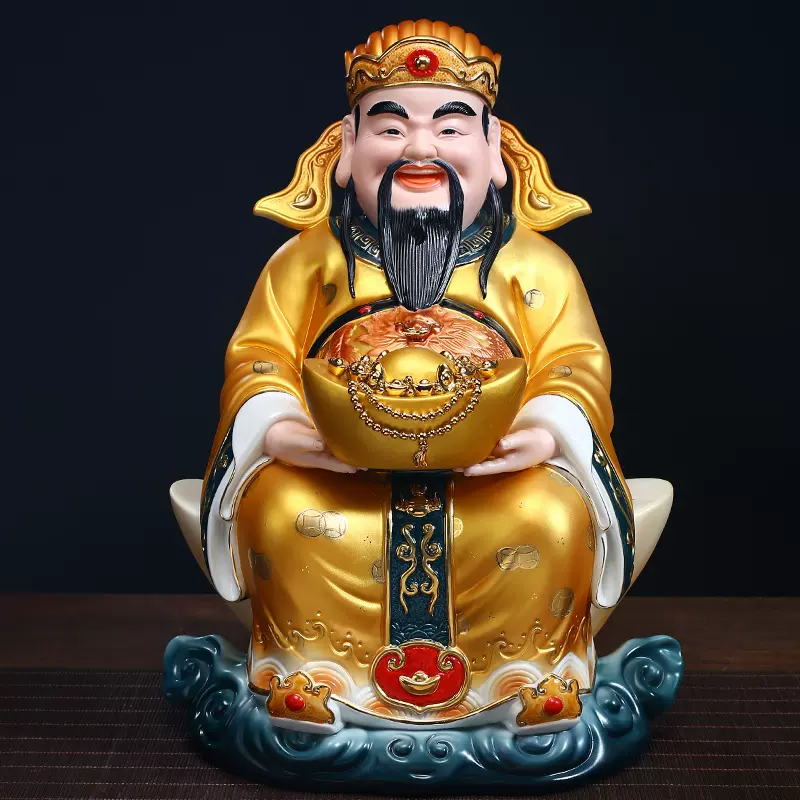 财神爷神供奉佛像16寸金色元宝家用神爷摆件公司店铺开业招财礼品