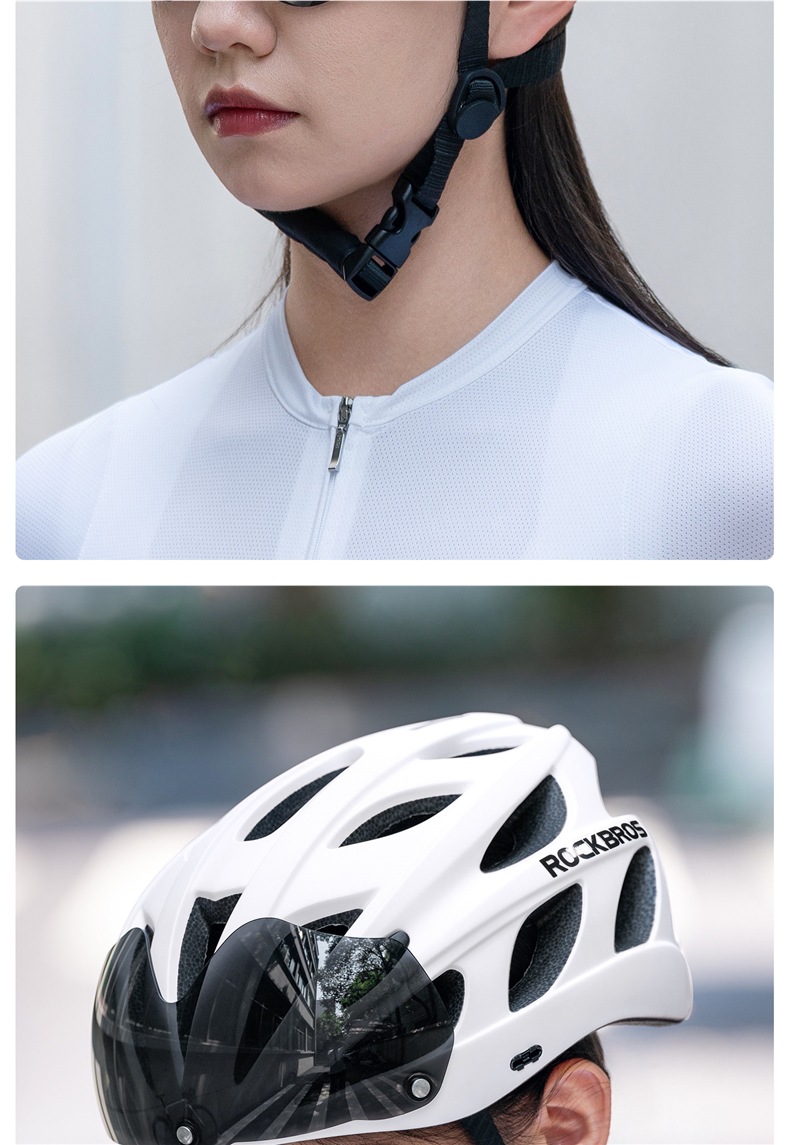 Rock Brothers bicycle helmet with goggles, one-piece cycling helmet for men and women, mountain and road bike safety helmet