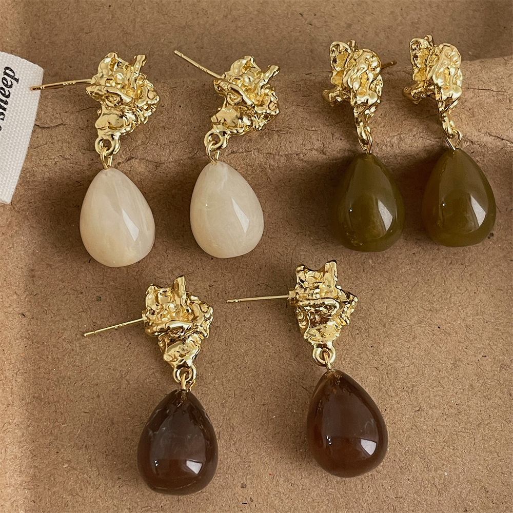 Women's Gender 1 Pair Simple Style Water Droplets Plating Acrylic Resin Drop Earrings