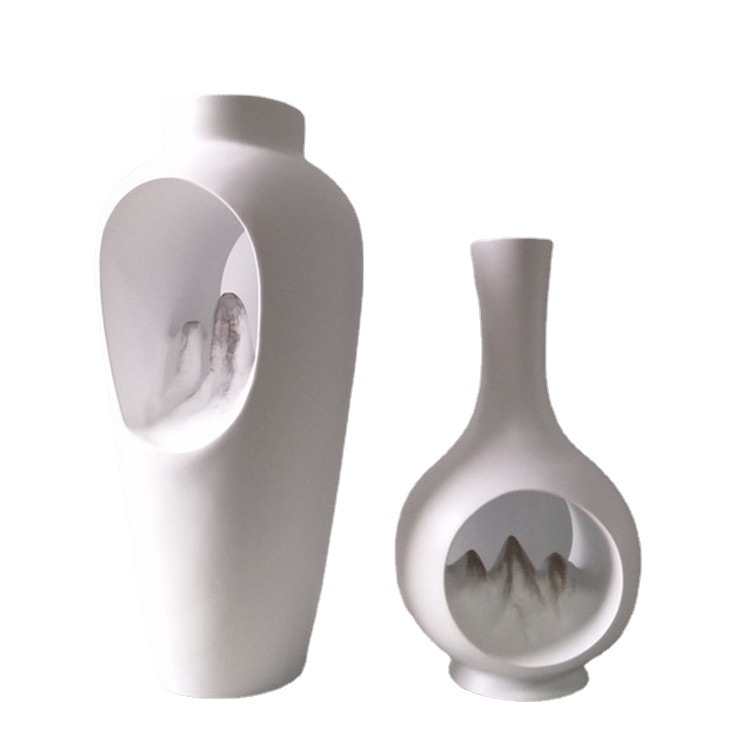 树脂北欧风欧美简约树脂花瓶创意设计客厅大厅摆件树脂工艺品