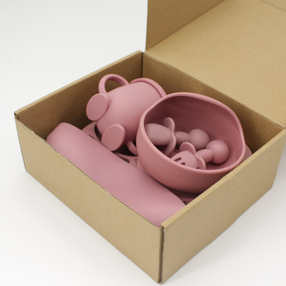 Baby and Child Feeding tableware suit learn to eat training fork spoon baby plate bib complementary food sucker Bowl suit