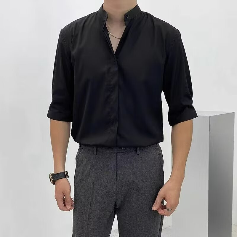 アイスシルクパンツメンズ夏薄いワイドレッグストレートルーズカジュアルパンツハイエンドドレープスーツパンツ|undefined