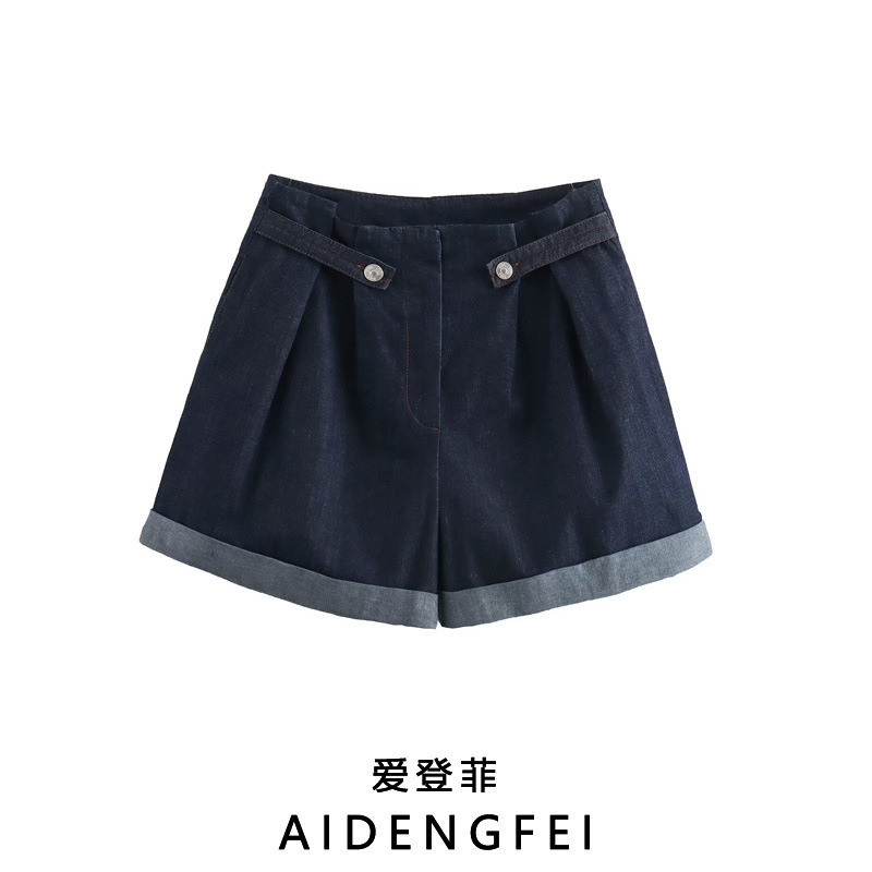 European and American Style 2024 Summer New Women's Loose Straight Tube Trip Belt Waist Paper Bag Casual Shorts 0779151