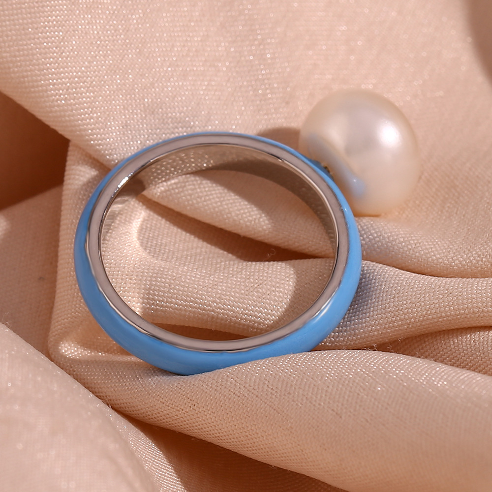 Color Dripping Steamed Bun Bead Ring