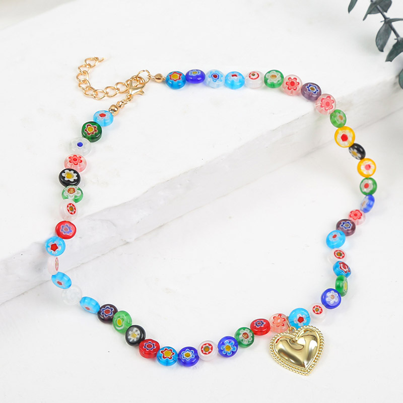 Fashion Heart Shape glass Beaded Womenu0027S Pendant Necklace 1 Piece