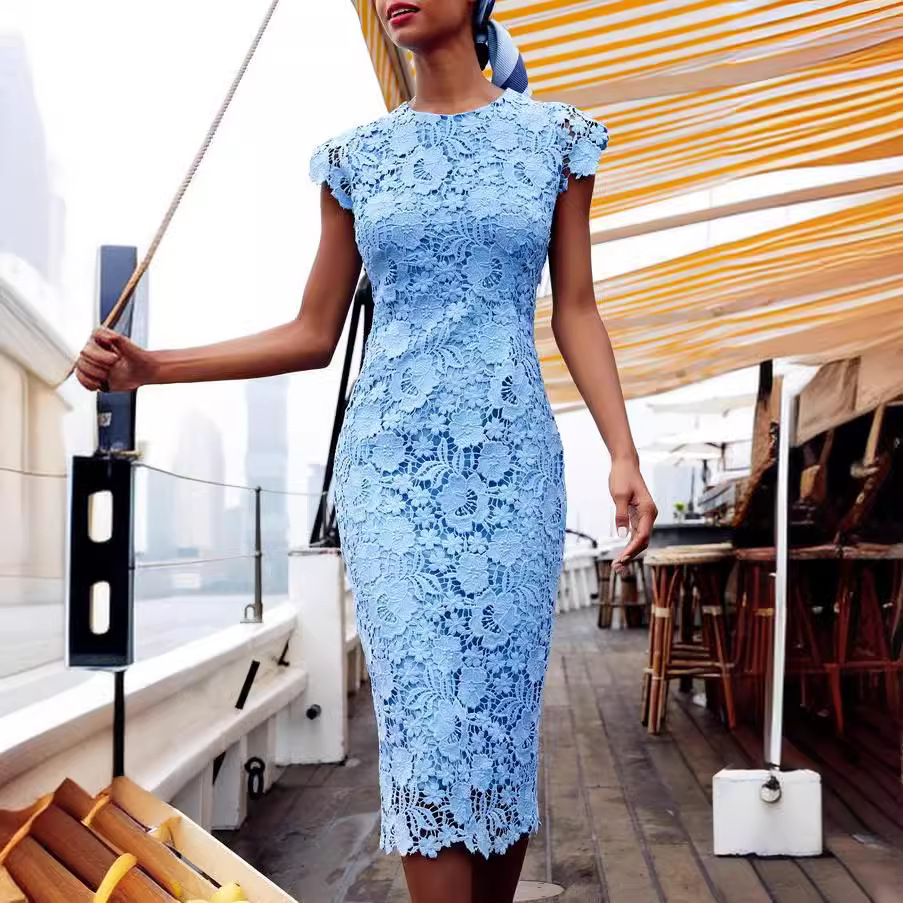 Women's Clothing new women's clothing new round neck sleeveless pencil skirt mid skirt_mkmklike.com