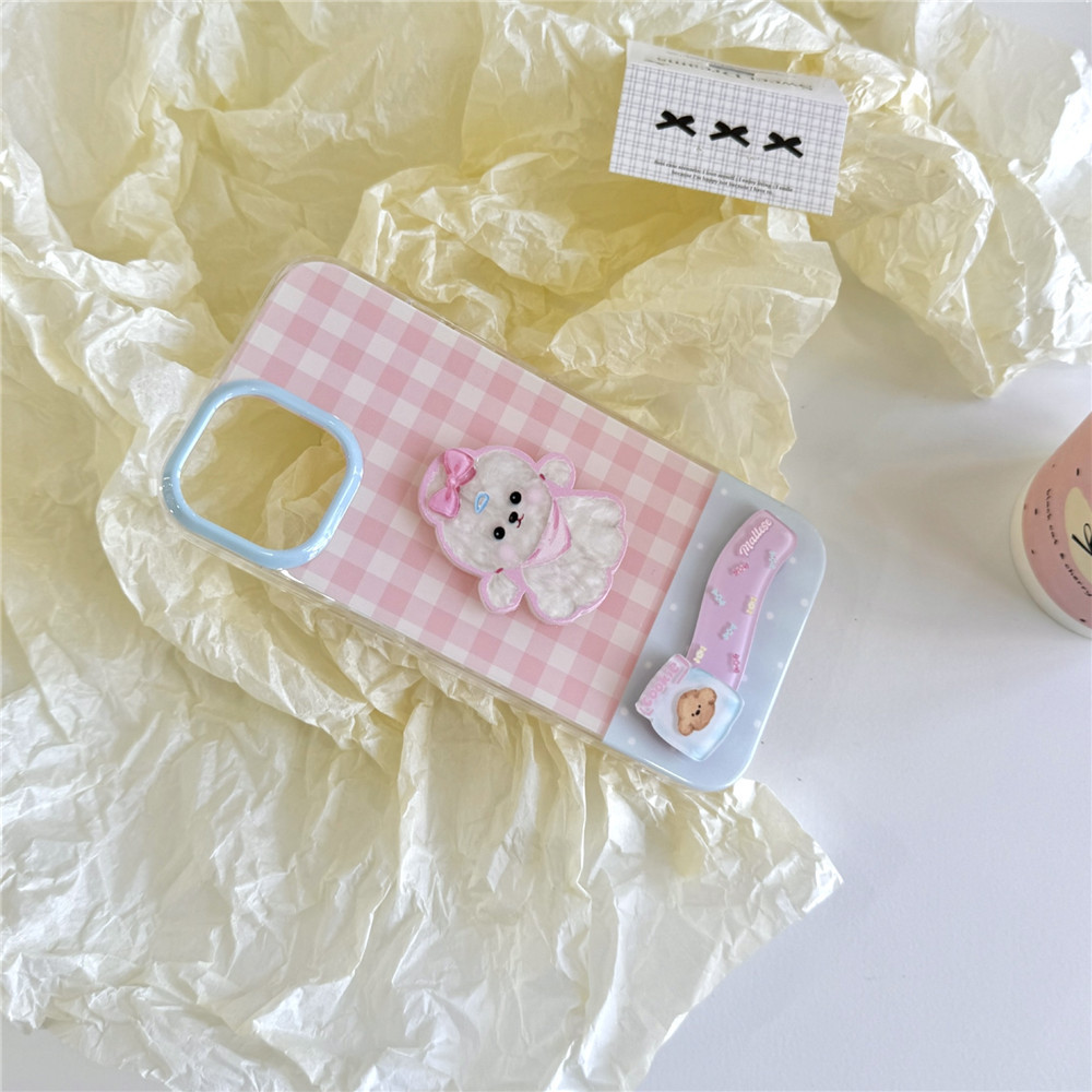 Perro tridimensional lindo a cuadros fresco para iPhone14 funda para teléfono móvil 15ProMax Apple 13/12 hembra 14P