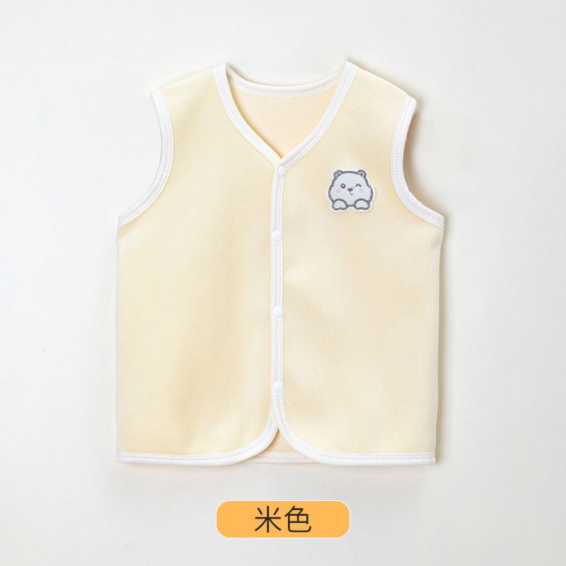 Forrado de vellón engrosado Chaleco de los niños niñas Chaleco de piel de estilo occidental bebé chaleco ropa exterior Chaleco de los muchachos de primavera y otoño