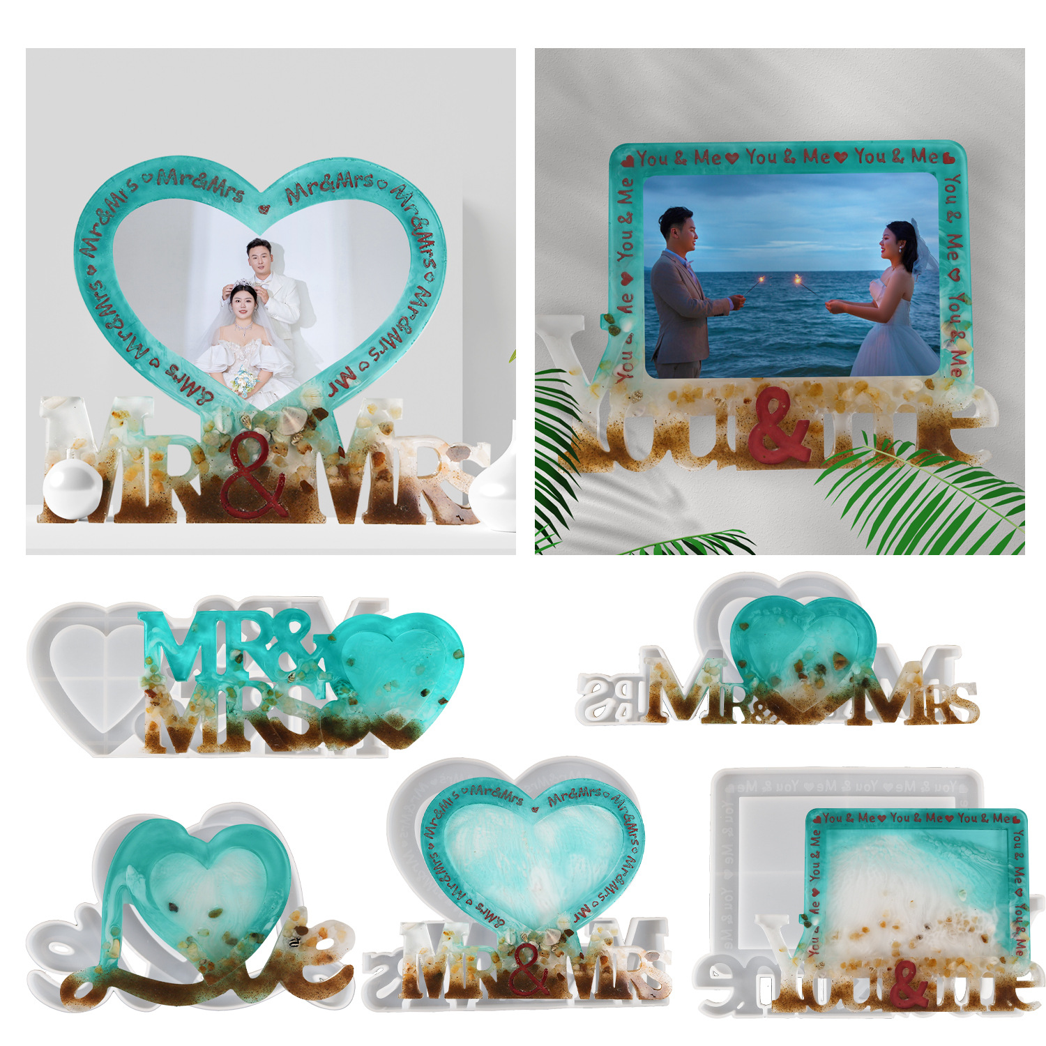 得意洋洋diy水晶滴胶模具Mr&Miss爱心情人节立体相框硅胶模具跨境