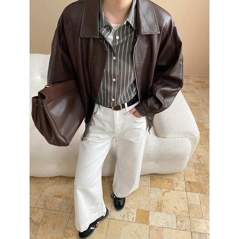 Sinan Modern Street American Retro Pu Leather Lapel Loose Slim Leather Jacket Sn8098 Sinan Modern Street American Retro Pu Leather Lapel Loose Slim Leather Jacket Sn8098