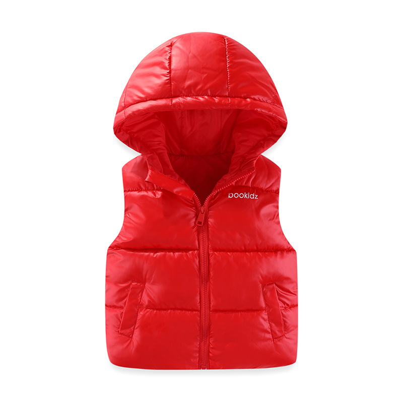 Anti-temporada chaleco de algodón de pluma para niños nuevo chaleco de algodón infantil sin lavado otoño invierno chaleco de bebé con capuz