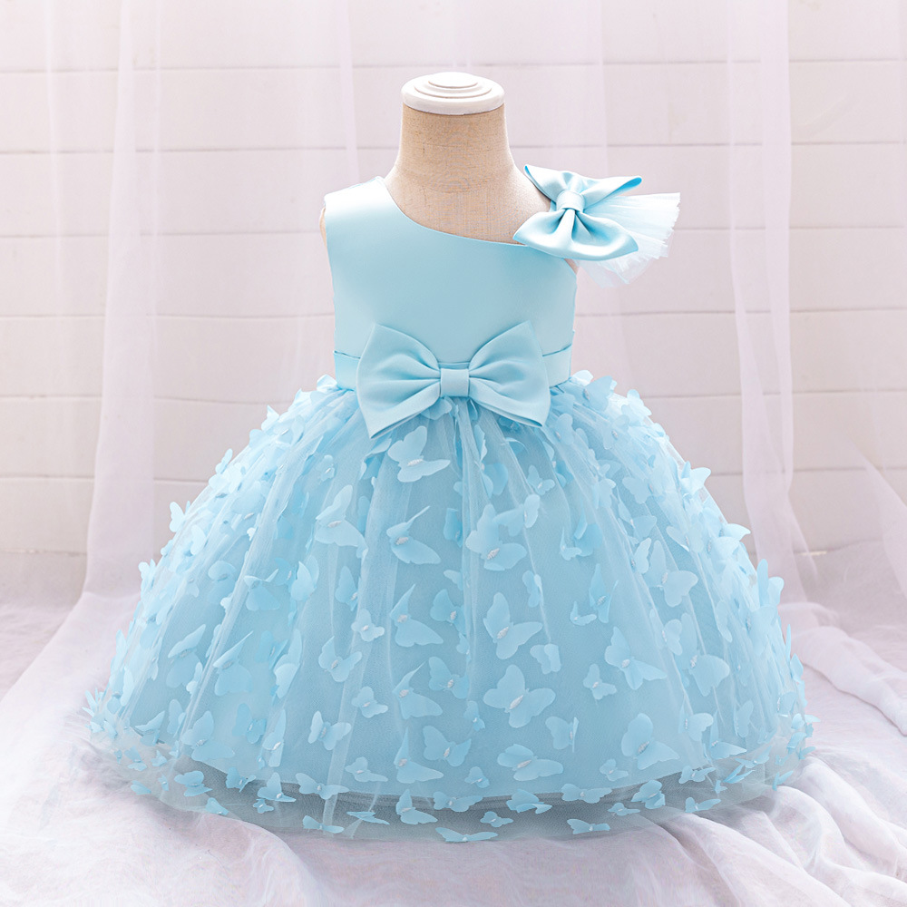 Nuevo vestido de princesa para niñas, vestido de gasa de red para niños, niña, niña pequeña tridimensional, falda de tutú de mariposa, falda de cumpleaños
