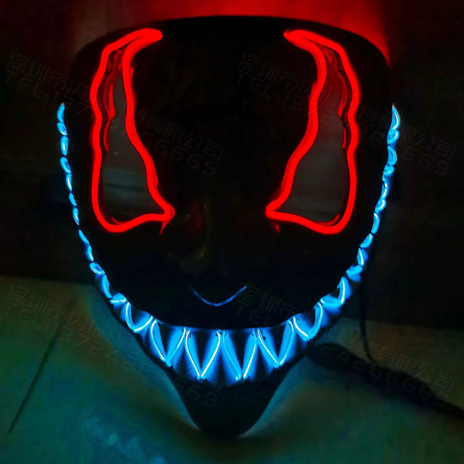 Полная маска Halloween со светодиодами (Mj105), мигающий EL-свет, разноцветный устрашающий дизайн