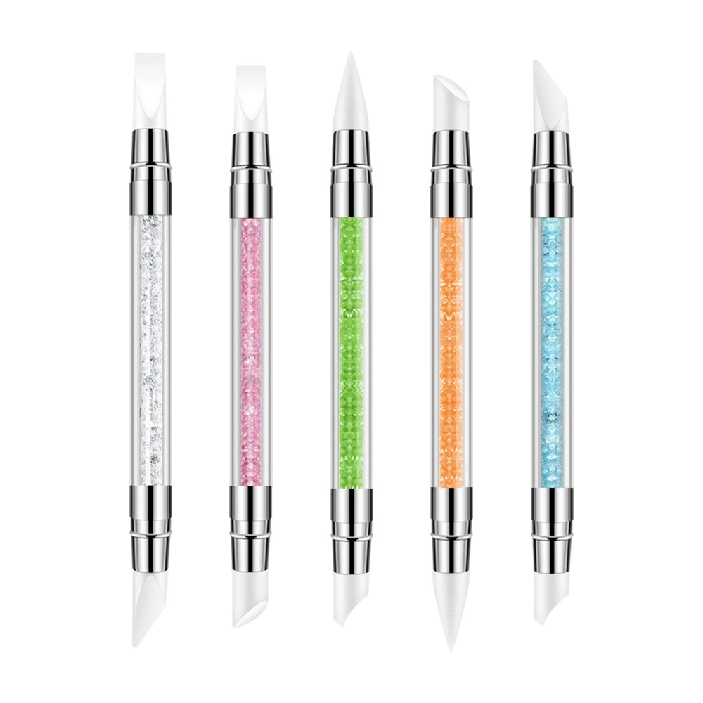 Функциональная ручка для ногтей с двумя головками силиконовой ручки