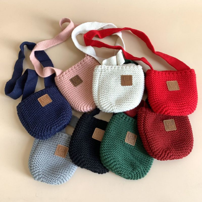 Children's stylish small crossbody bag, baby mini bag, crossbody bag, mini coin purse, hand-knitted shoulder bag for boys and girls