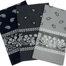 厂家定制logo图片佩斯利方巾嘻哈运动纯棉涤纶头巾工厂直销