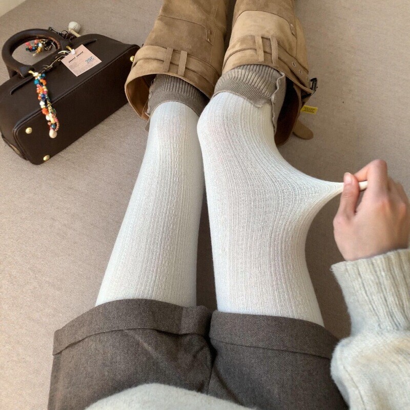 奶白色条纹微透连裤袜秋冬日系jk白丝袜女春秋外穿保暖显瘦打底裤|undefined