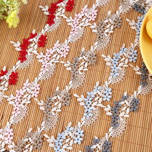 5CM宽双色刺绣蕾丝花边涤纶水溶线梅花辅料服装饰品DIY花边批发