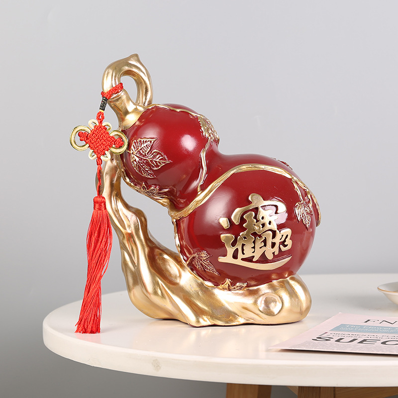 Creative Chinese-style Gourd Ornaments Fulu Wealth-making Resin Decoration Living Room Wine Cabinet Office Model Room Desktop Decoration