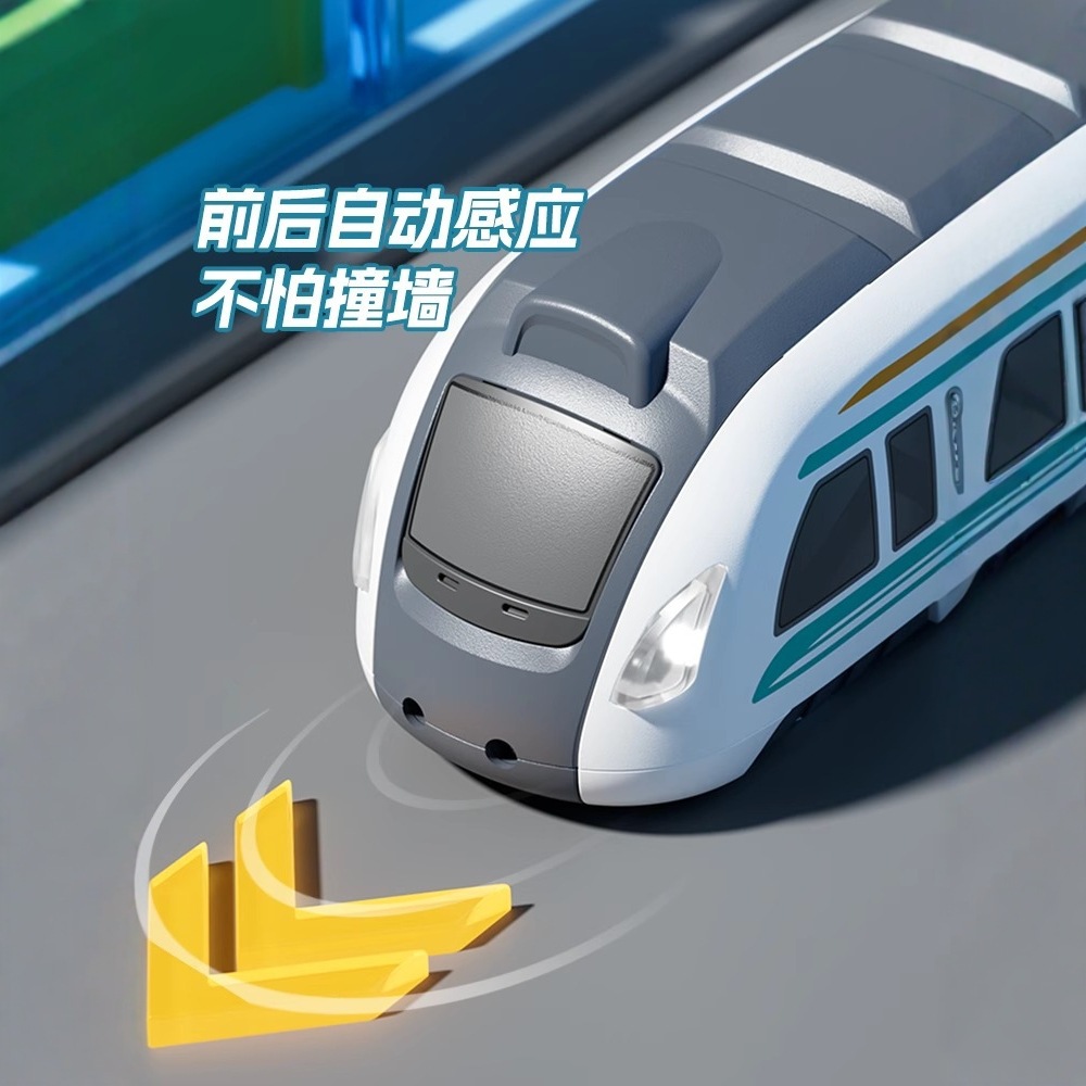 Cartoon transfronterizo multifuncional eléctrico de alta velocidad coche de juguete modelo de tren pequeño juguete de inercia