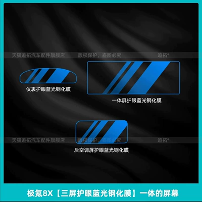 2026 Zeekr 8X: interior protection film for Car interior film - zeekr-8x-three-screen-eye-care-blue-light-tempered-glass-screen-protector-integrated-screen-protection