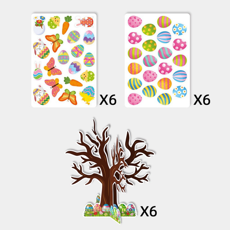 Nuevos huevos de Pascua decoraciones tridimensionales árboles decorativos conejos DIY pegatinas Decoración del día del conejo de Pascua