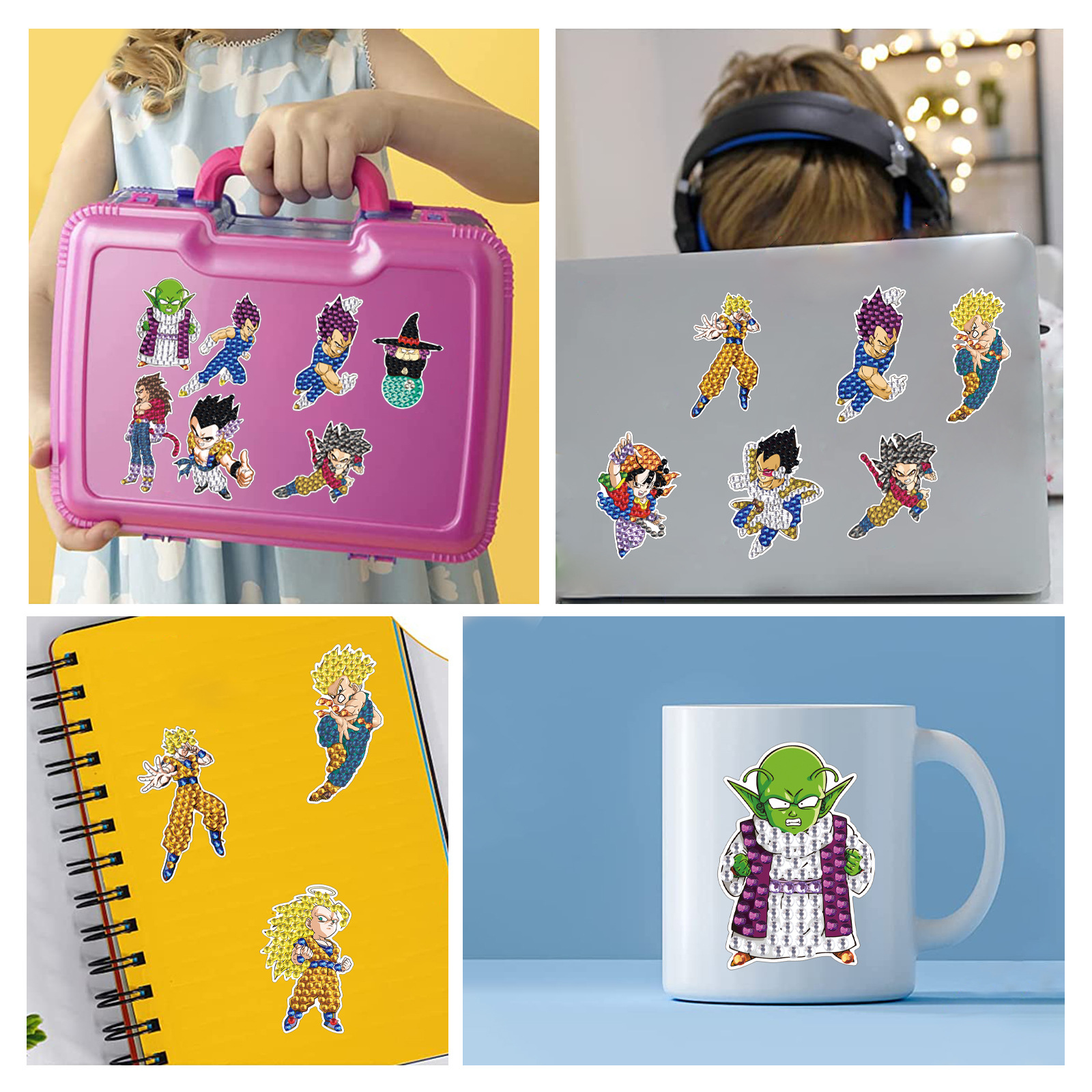 En stock DIY diamante pintura libre pegatinas de dibujos animados Dragon Ball wukong pegatinas de pared pegatinas hechas a mano cristal brillante diamante