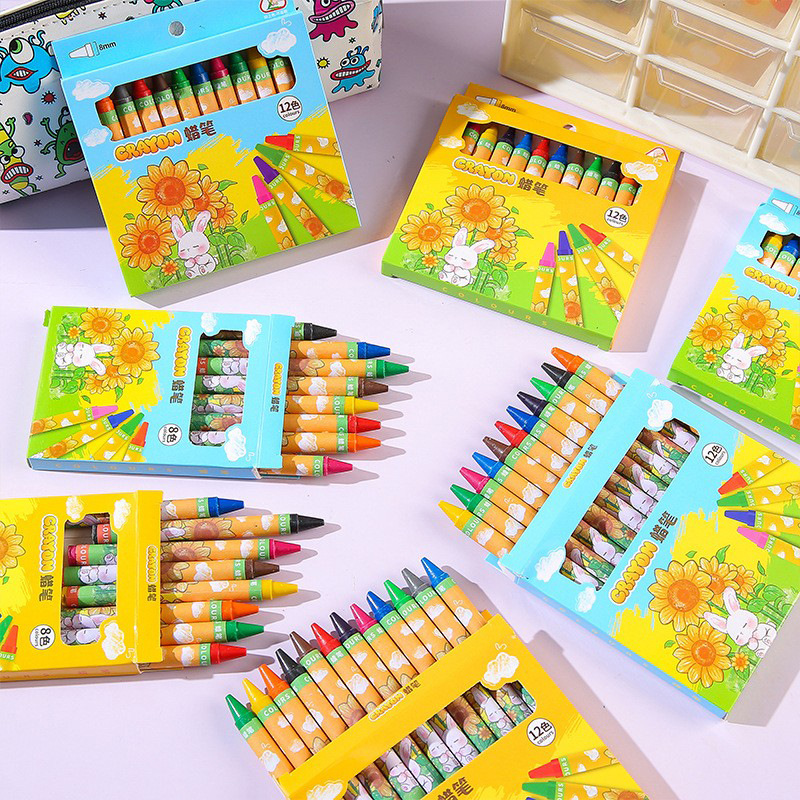 Crayones de Cera para Niños de 8/12 Colores, Para Pintura y Graffiti para Escuela y Niños