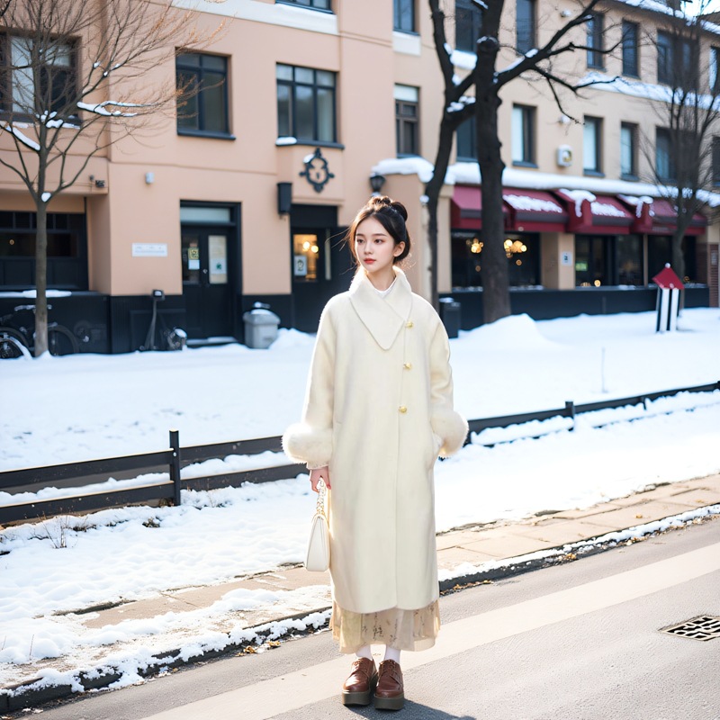 300斤大码女装胖mm冬季夹棉法式气质高级感毛呢外套大衣2024新款 pic 2