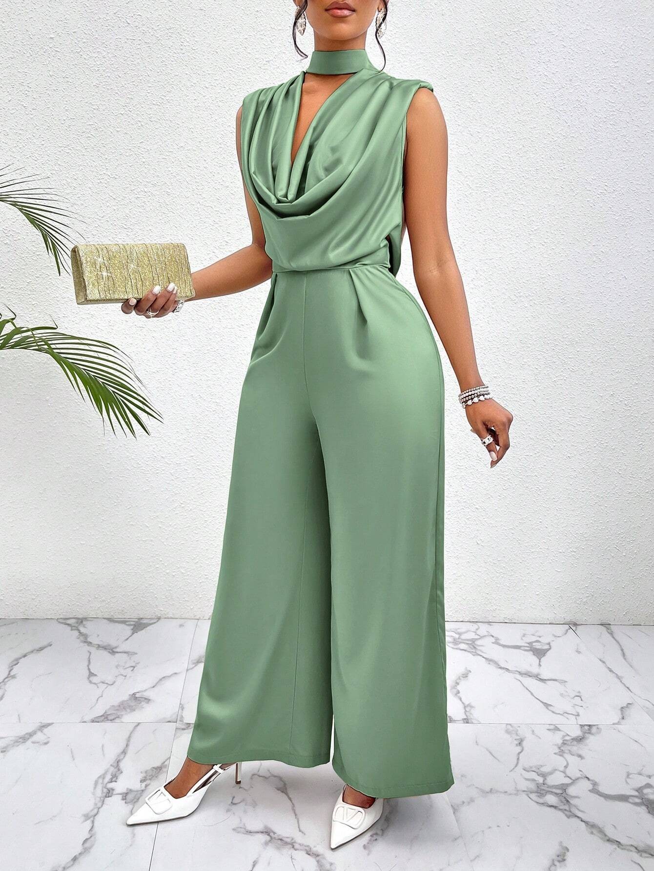 Nuevo estilo de moda cintura alta sin mangas temperamento elegante cintura pantalones de camiseta