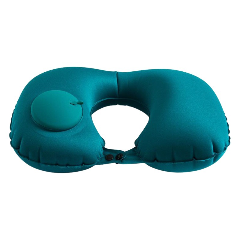 Prensa inflable en forma de U almohada cuello almohada viaje artefacto cuello plegable portátil flocado soplado almohada de viaje en forma de U almohada