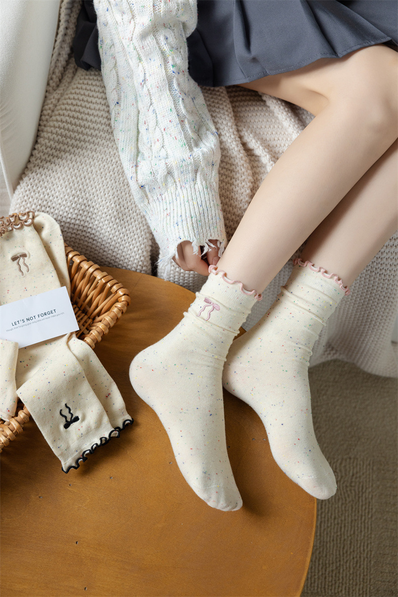 50g Weight Socks Classification Socks Lingerie Type Cotton Fabric Type A Pair Quantity Holiday Occasion Bow Knot Pattern All Seasons Season Women's Gender Vacation, Simple Style Style Vacation Simple Style Women's Bow Knot Cotton Crew Socks A Pair 21