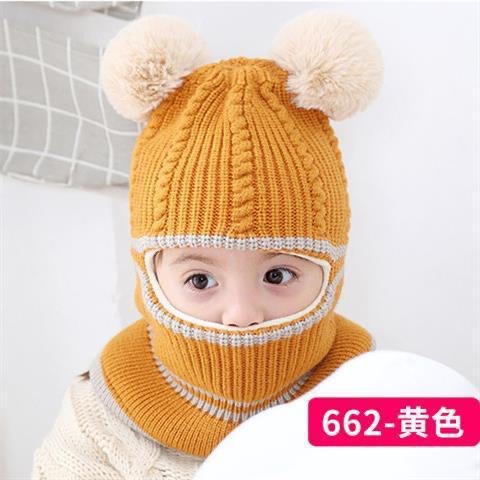 子供の帽子秋冬とベルベットの厚い保温毛糸帽男の子の女の子の赤ちゃんが首を囲んで冬のニット帽を卸売りする|undefined