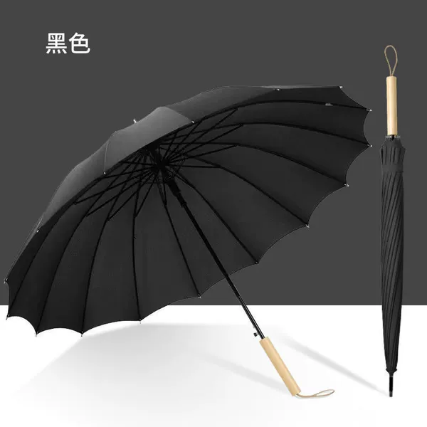 【Automatic】16-bone black-wood straight handle