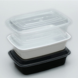 Disposable Round Packaging Rectangular 900 Takeout 750 Convex Lid Lunch Box Soup Bowl Black Lunch Box American Style