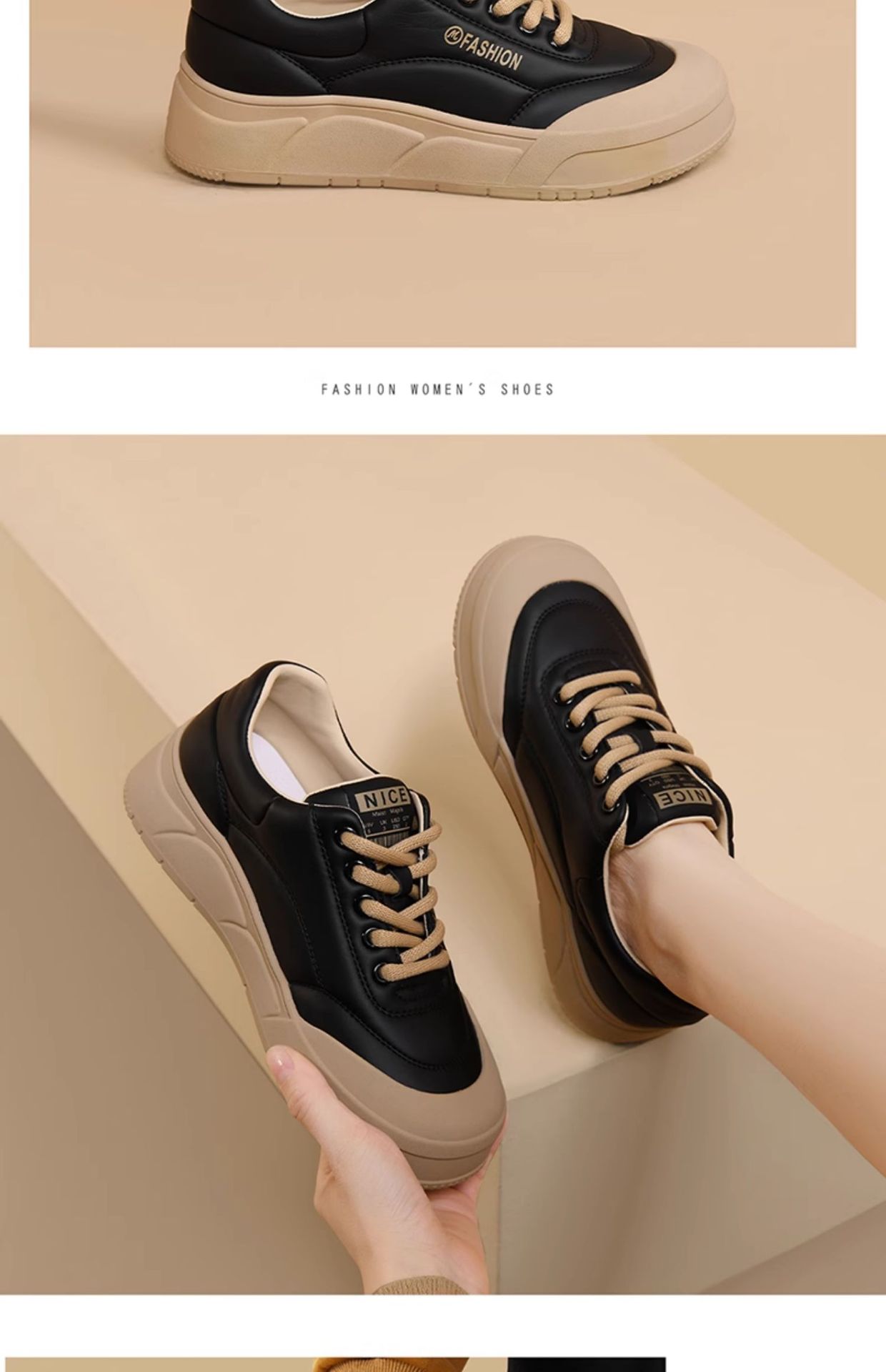 Giày sneaker nữ đế dày da thật mặt lưới thoáng khí mới xuân hè 2024 — Mặt lưới đen LJ 68006 M, JST 1901 mặt lưới màu đen, DH 29081 Mặt lưới đen, DH 29060 Đen Mơ chi tiết 9