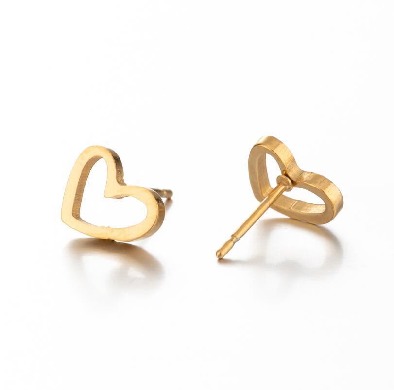 Fashion Heart Shape Stainless Steel Ear Studs 1 Pair display picture 2
