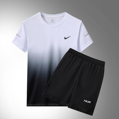 代理ブランドスポーツスーツ男性速乾衣氷糸半袖半ズボン夏新型フィットネスランニングtシャツ