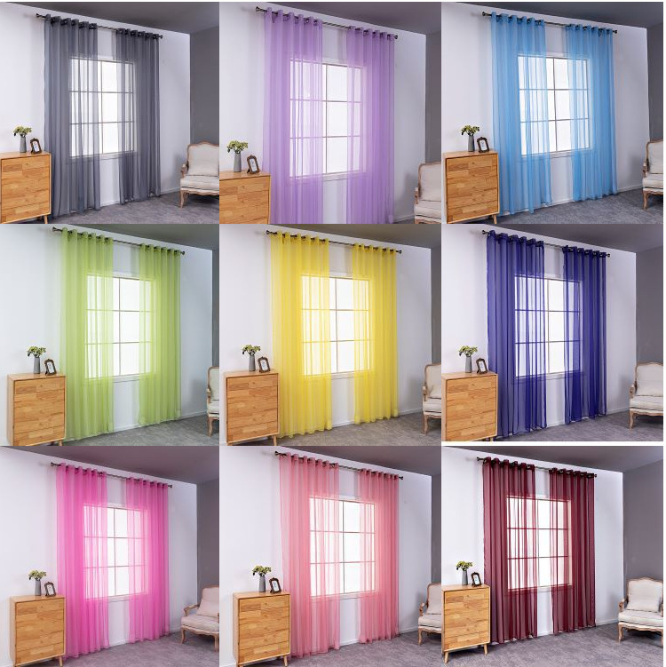 Factory supply color Trilon curtain window screen white solid color gauze curtain bedroom hotel cross-border foreign trade Wholesale