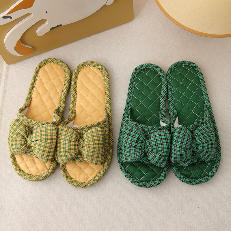 2025 New Korean Style Slippers for Home Cotton Quilted Double-Layer Women's Home Indoor Silent Anti-Slip Factory Direct Sales