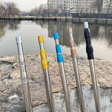 不锈钢捞鱼抄网杆压花抄鱼网杆可伸缩定位竞技伸缩抄网杆批发