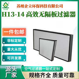 厂家供应H13H14高效无隔板过滤器 低阻力大风量 洁净室手术室专用